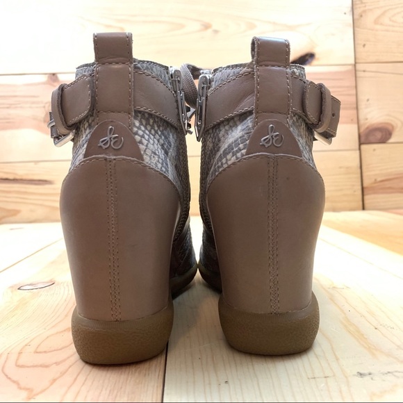 Sam Edelman Brogan Wedge Gray Tan Snake Sneakers 6 - Picture 5 of 15